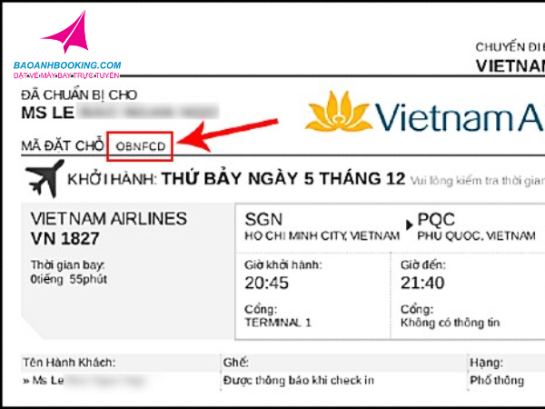 Mã đặt chỗ