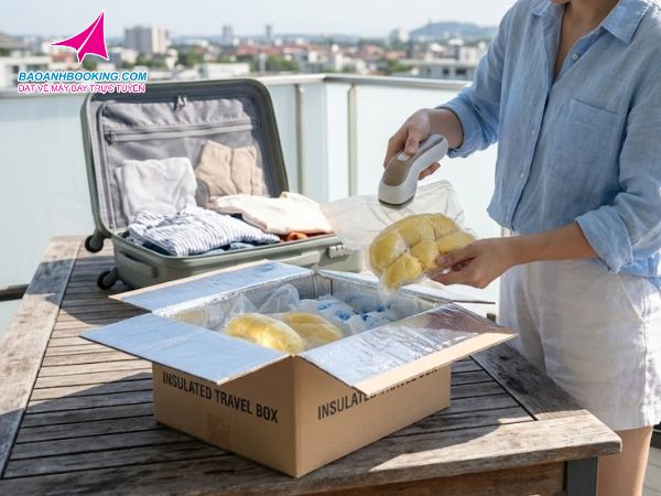 Bọc kỹ nhiều lớp và hút chân không sầu riêng để tránh bị từ chối tại sân bay