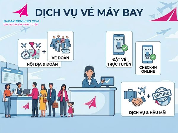 Phòng vé máy bay Bảo Anh Gò Vấp cung cấp đa dạng các dịch vụ