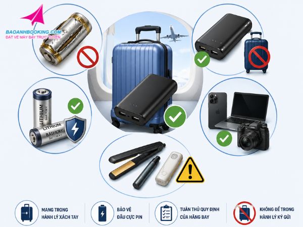 Lưu ý khi mang thiết bị điện tử có pin lithium lên máy bay