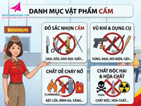 Vật phẩm bị cấm hoàn toàn trong hành lý xách tay